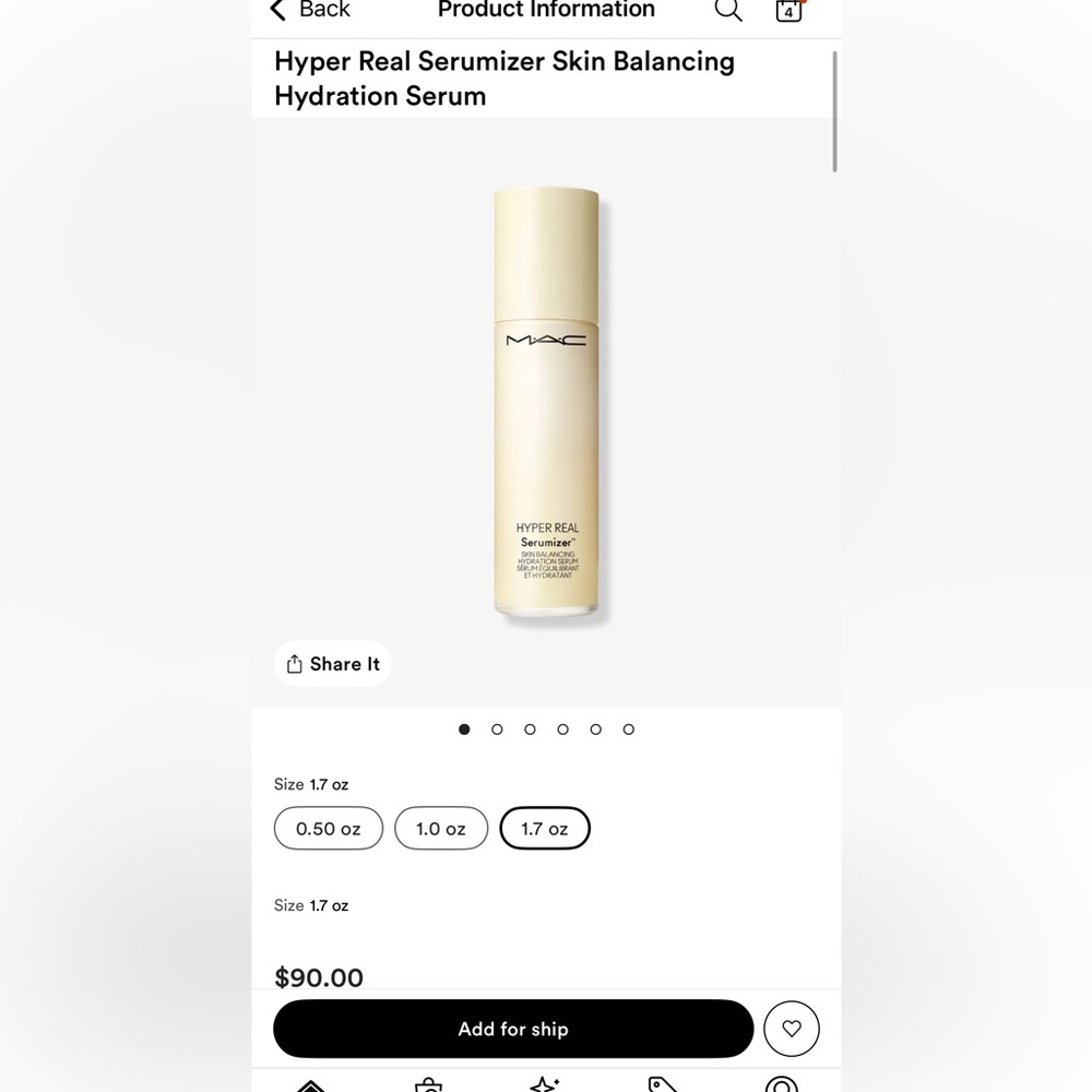 MAC Hyper Real Serumizer skin balancing hydrating serum 1.7OZ